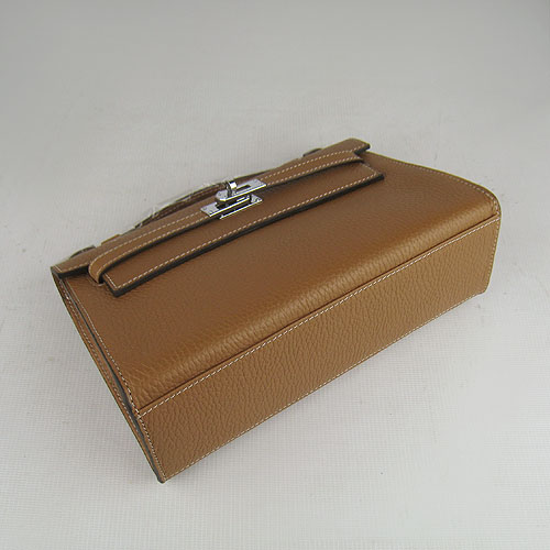 AAA Hermes Kelly 22 CM France Leather Handbag Light Coffee H008 On Sale - Click Image to Close